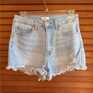 Forever 21 Light Blue Frayed Jean Shorts